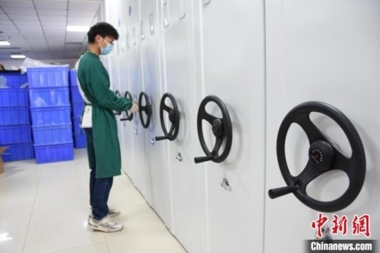 圖為鄭州大學人骨考古實驗室內的骨骼標本庫。王宇 攝