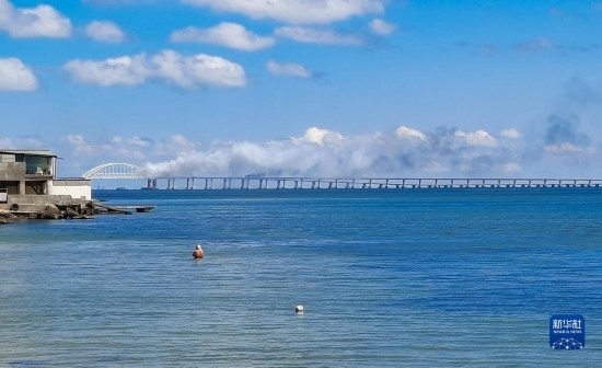 這是8月12日拍攝的克里米亞大橋。新華社/塔斯社