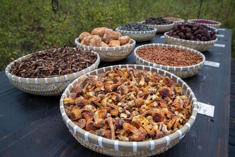 △近日，漠河市北極村一景區(qū)展示的林下產(chǎn)品。