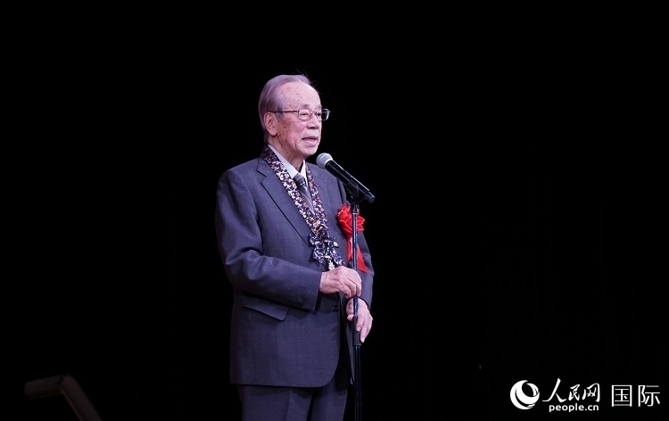 日本前首相福田康夫發(fā)表致辭。人民網(wǎng) 蔣曉辰攝