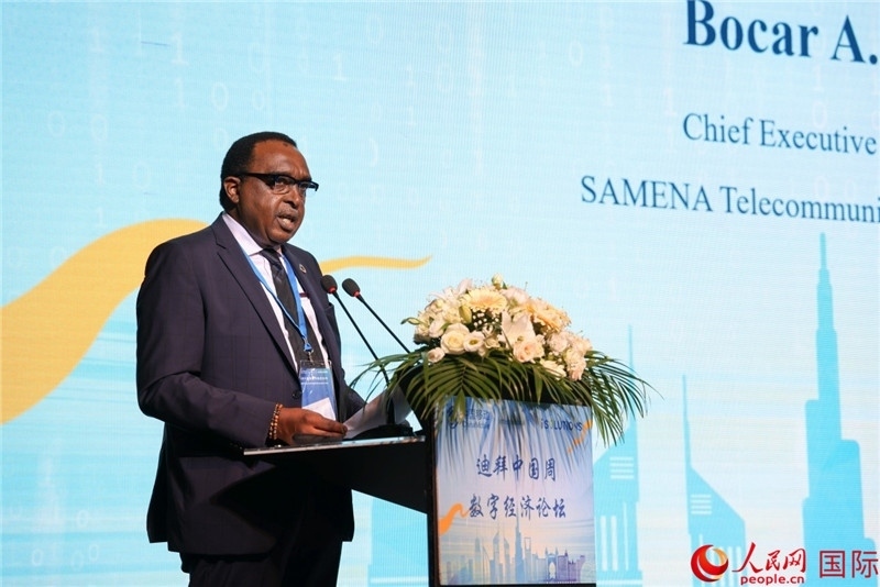SAMENA電信協(xié)會首席執(zhí)行官博卡爾致辭。人民網(wǎng)記者任皓宇攝