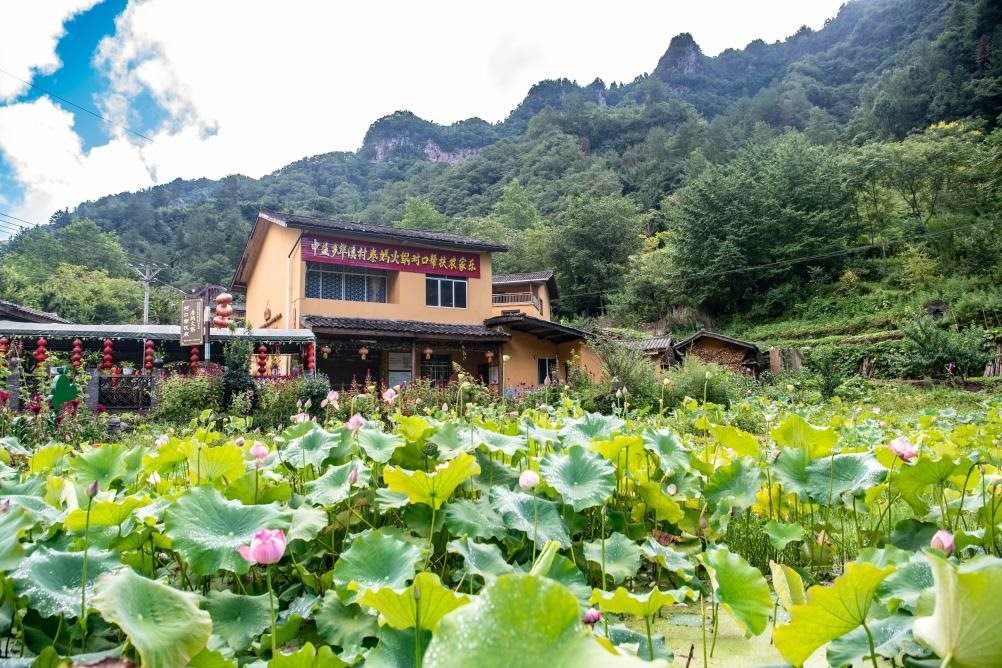 這是8月28日拍攝的華溪村村民開(kāi)設(shè)的農(nóng)家樂(lè)外景。新華社記者 唐奕 攝