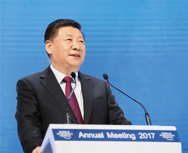 2017年1月17日，習(xí)近平主席在瑞士達(dá)沃斯國際會議中心出席世界經(jīng)濟(jì)論壇2017年年會開幕式，并發(fā)表題為《共擔(dān)時代責(zé)任 共促全球發(fā)展》的主旨演講。