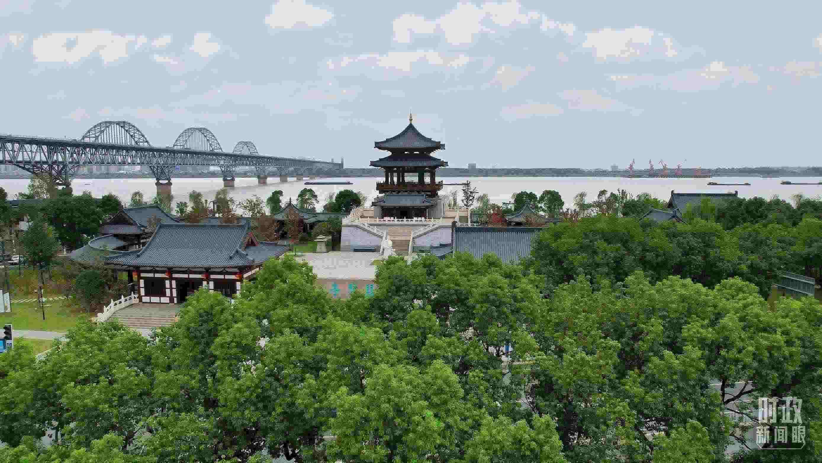 △長(zhǎng)江國(guó)家文化公園九江城區(qū)段。（總臺(tái)記者劉陽(yáng)拍攝）