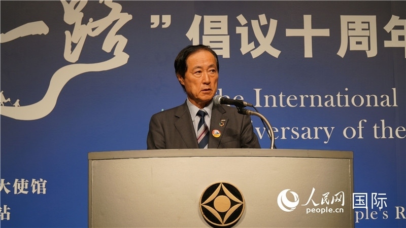 日本經(jīng)團聯(lián)副會長佐藤康博發(fā)言。人民網(wǎng) 蔣曉辰攝