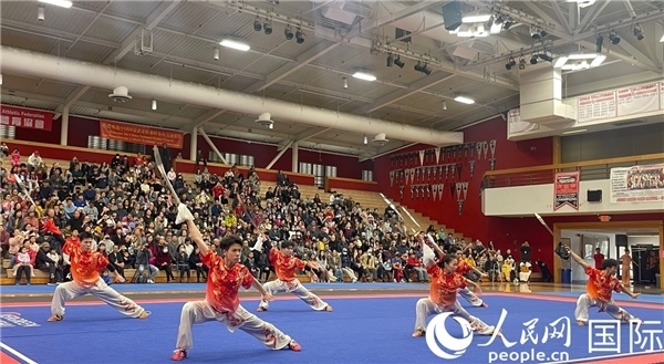中國武術(shù)隊員表演現(xiàn)場。人民網(wǎng)記者 鄧圩攝