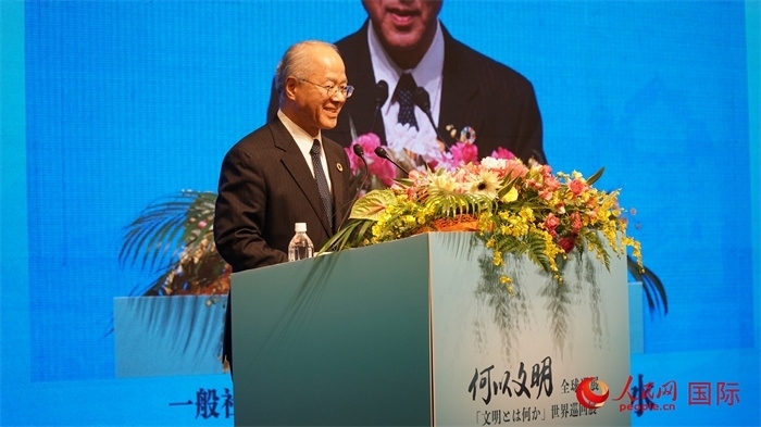 日本日中協(xié)會理事長瀨野清水致辭。人民網(wǎng) 蔣曉辰攝