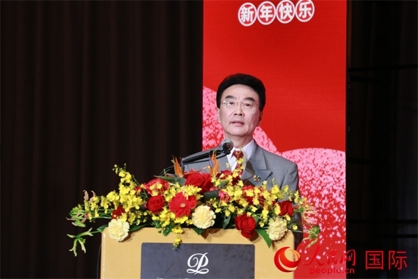 在日中國(guó)企業(yè)協(xié)會(huì)會(huì)長(zhǎng)王家馴致辭。人民網(wǎng) 許可攝