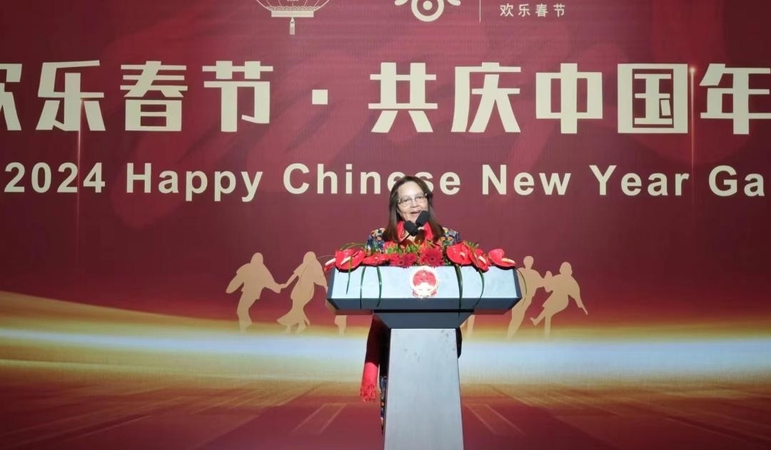 南非旅游部長德利萊女士致辭。中國駐南非大使館供圖