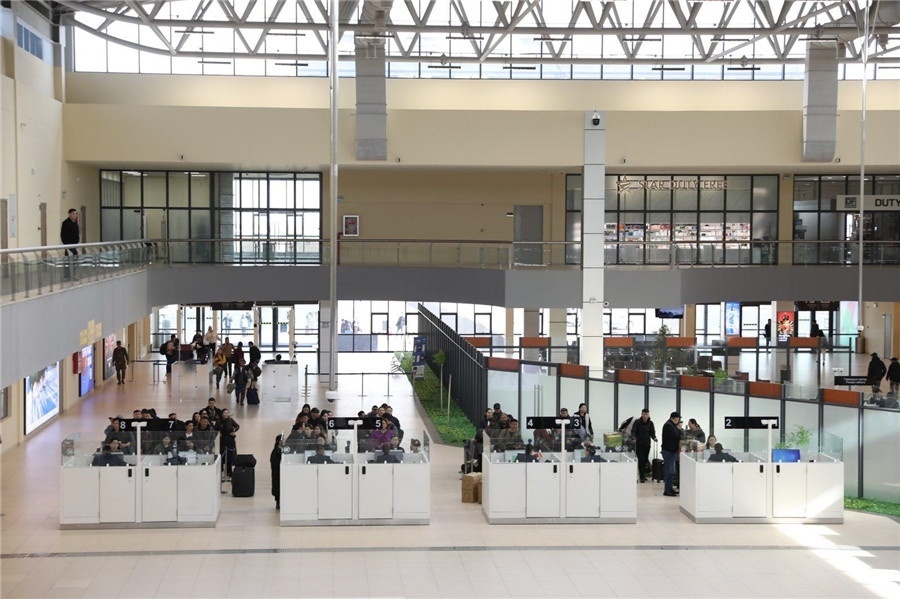 3月24日，扎門烏德口岸通關(guān)現(xiàn)場。駐蒙古使館供圖