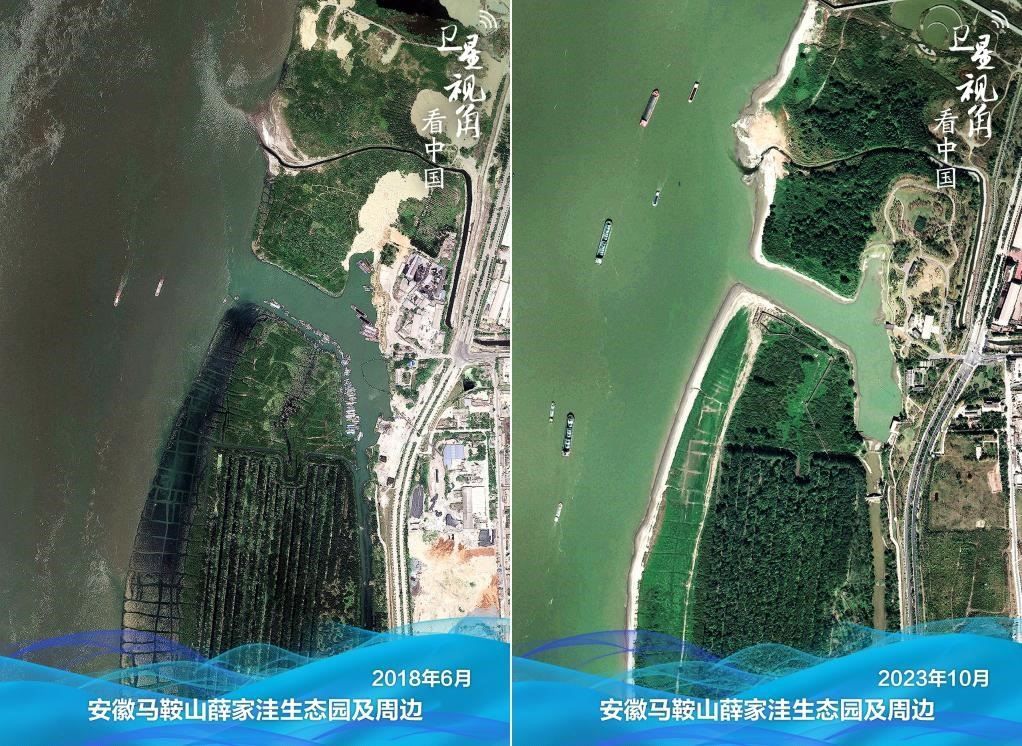 經(jīng)過整治后的安徽馬鞍山薛家洼生態(tài)園生機盎然。