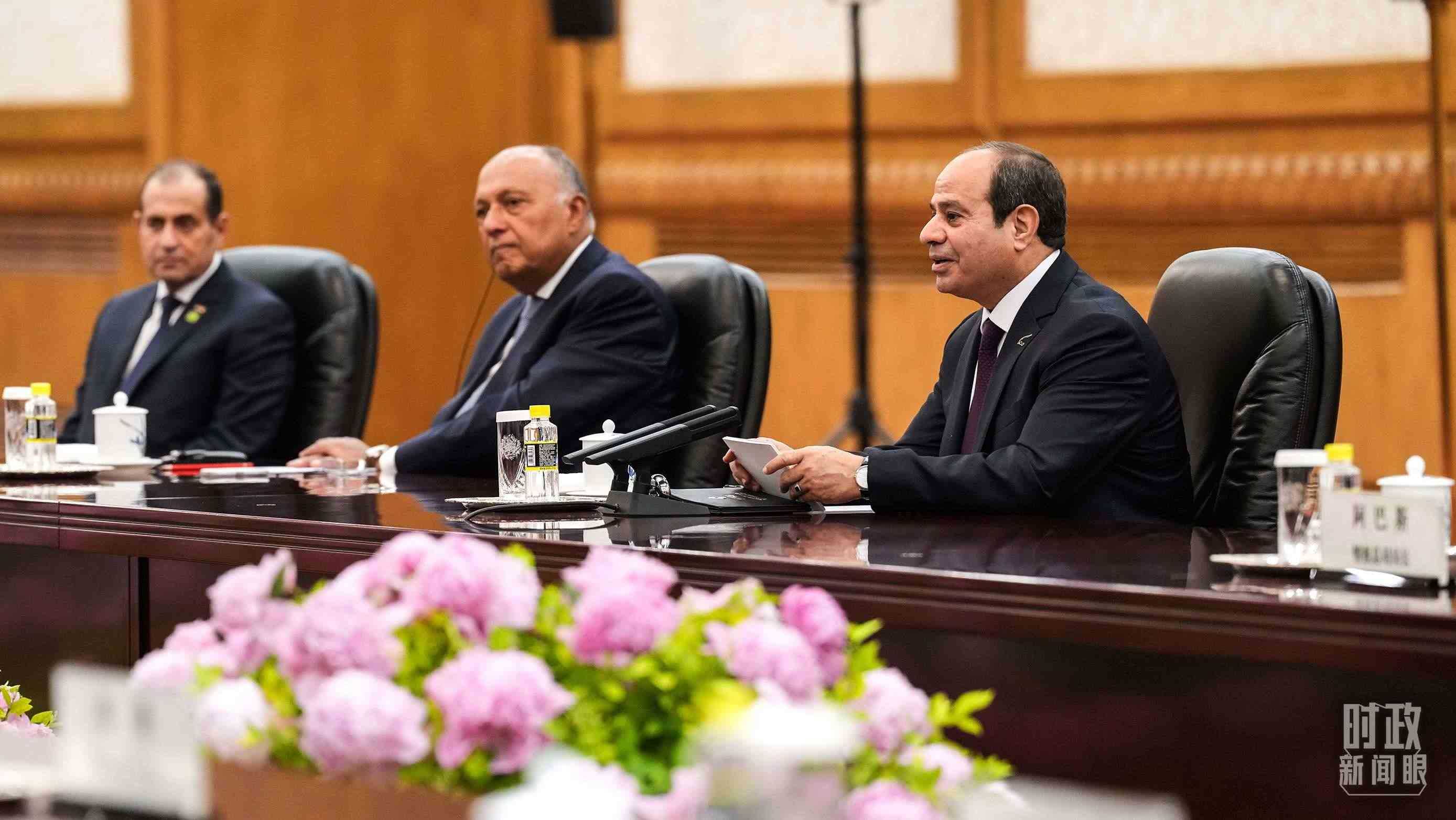 △會(huì)談中的塞西總統(tǒng)。（總臺(tái)國廣記者李晉拍攝）