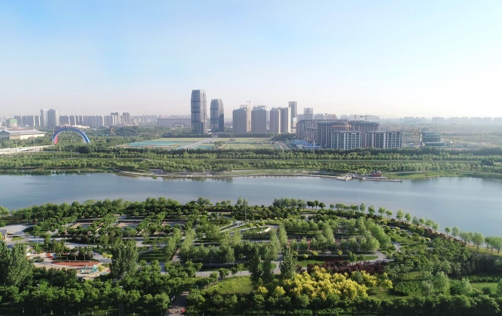 石家莊市滹沱河景色（2022年5月16日攝，無人機照片）。新華社記者 楊世堯 攝
