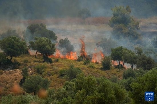 6月12日，以色列北部加利利地區(qū)遭受火箭彈襲擊后冒出滾滾濃煙。新華社發(fā)（阿亞爾·馬戈林?jǐn)z/基尼圖片社）