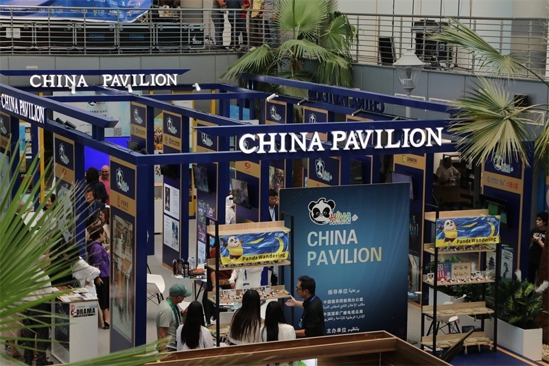 中國(guó)聯(lián)合展臺(tái)亮相阿拉伯廣播電視節(jié)。主辦方供圖