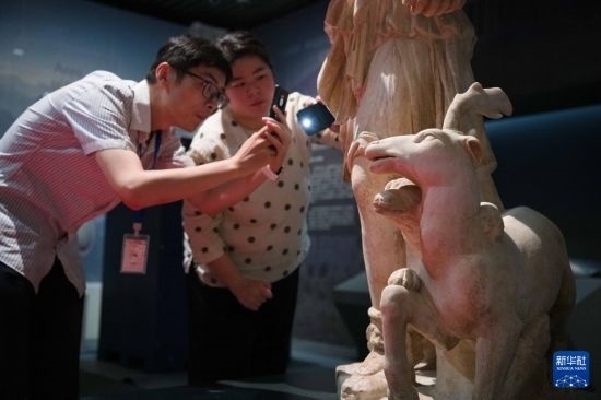 7月2日，安徽博物院工作人員在拍攝開箱后的古希臘文物。新華社記者 張端 攝