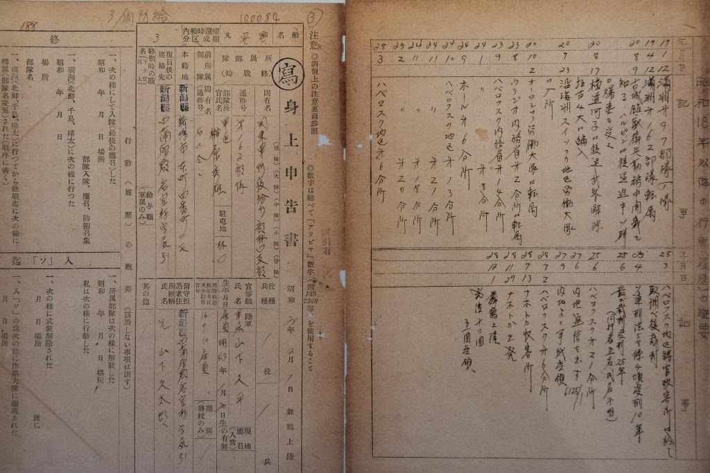 這是7月5日在侵華日軍第七三一部隊罪證陳列館拍攝的731部隊林口162支部《身上申告書》（影印件）。新華社記者 張濤 攝