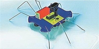 一種能夠在水面上滑行的自供電“蟲子”機(jī)器人。圖片來源：紐約州立大學(xué)賓漢姆頓分校