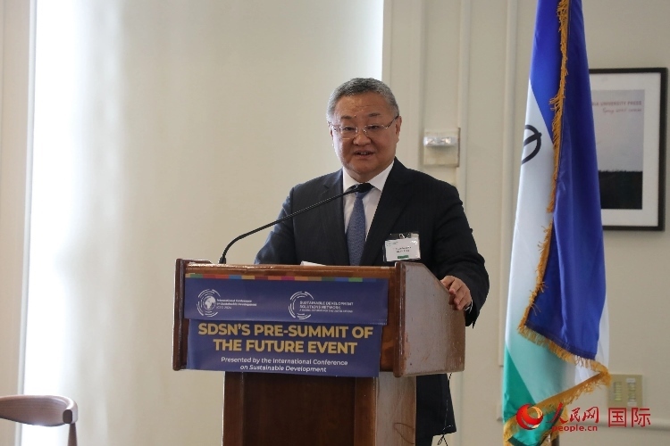 中國常駐聯合國代表傅聰大使發(fā)表演講。人民網記者 李志偉攝