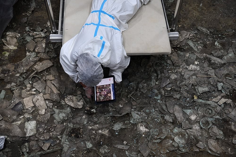 2022年6月28日，四川德陽，三星堆7號祭祀坑發(fā)掘現(xiàn)場。