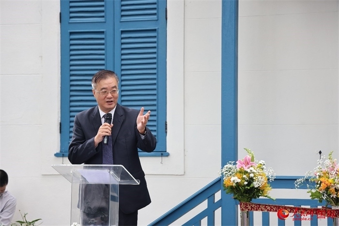 中國(guó)駐巴西大使祝青橋在開(kāi)園儀式上發(fā)表致辭。人民網(wǎng)記者 張志文攝