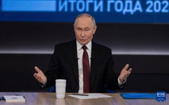 12月19日，在俄羅斯首都莫斯科，俄羅斯總統(tǒng)普京在“年度盤點(diǎn)”活動(dòng)上講話。新華社記者 白雪騏 攝