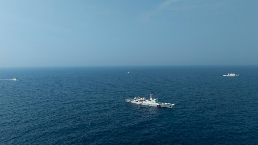 4月22日，中越海警艦艇編隊在北部灣海域開展聯(lián)合巡邏。（中國海警供圖）